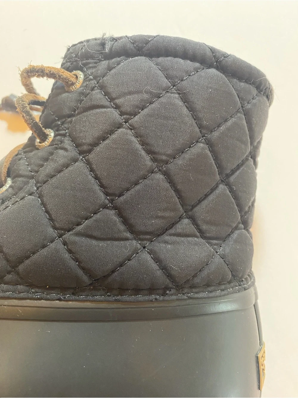 Sperry Women's Black Quilted Duck Boots Lace/Zip Up Rain/Snow/Waterproof Size 7